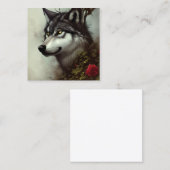 Zeichn einen Wolf mit Rose und Thorns Digital Grap Quadratische Visitenkarte (Vorne/Hinten)
