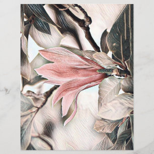 Zeichn einer Blume aus rosa Magnolien