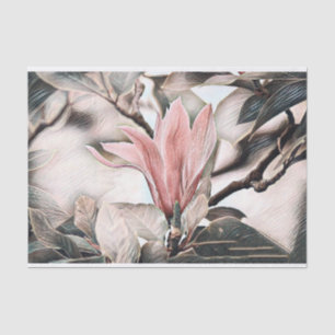 Zeichn einer Blume aus rosa Magnolien Seidenpapier