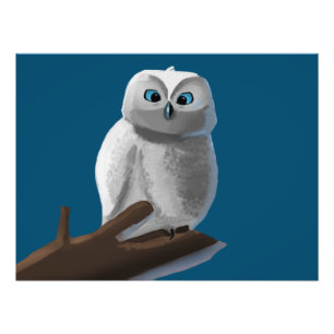 Zeichn einer Eule auf einem Zweig Fotodruck