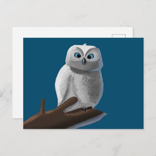 Zeichn einer Eule auf einem Zweig Postkarte (Vorne/Hinten)