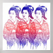 Zeichn einer Kimono-Dame Poster (Vorne)