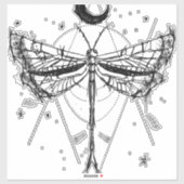 Zeichn einer Libelle im Boho-Stil des Mondes Aufkleber (Blatt)