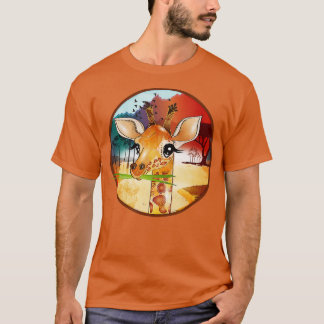 Zeichn einer niedlichen Giraffe in der Savanne T-Shirt