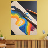 zeichn einer Regenbogenwelle mit zwei farbigen Pen Leinwanddruck (Insitu (Wohnzimmer))