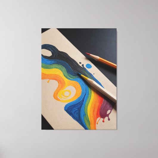 zeichn einer Regenbogenwelle mit zwei farbigen Pen Leinwanddruck (Vorderseite)