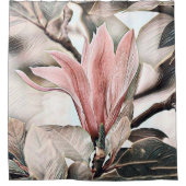 Zeichn einer rosa Magnolia Blume Zweig Dusche cu Duschvorhang (Vorderseite)