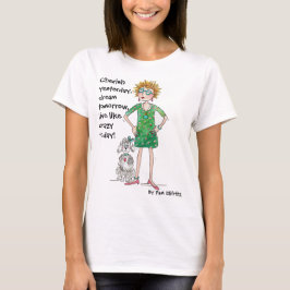 Zeichn einer sicheren jungen Dame mit freundlichem T-Shirt
