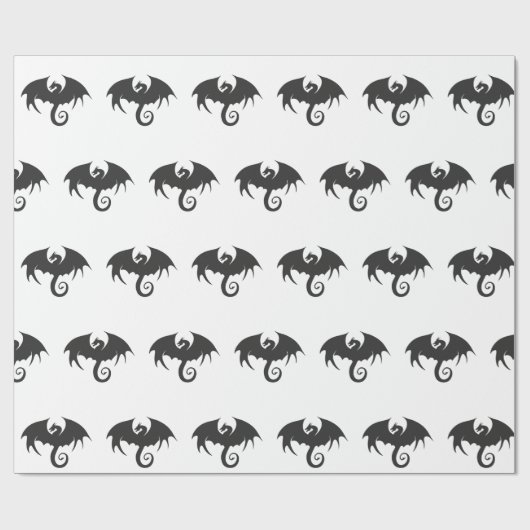 Zeichn einer Silhouette mit schwarzem Drachen Geschenkpapier (Flach)