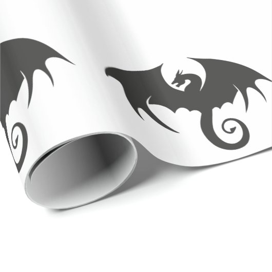 Zeichn einer Silhouette mit schwarzem Drachen Geschenkpapier (Rolleneckpunkt)