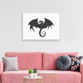 Zeichn einer Silhouette mit schwarzem Drachen Leinwanddruck (Insitu (Wohnzimmer))