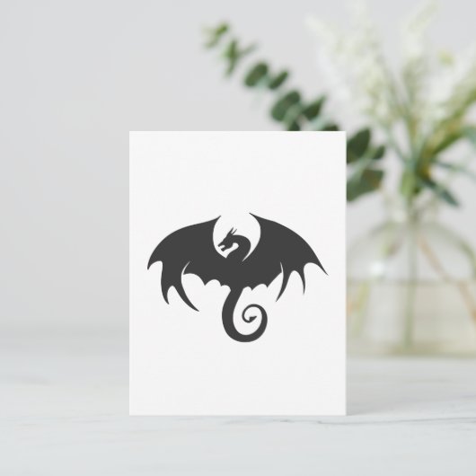 Zeichn einer Silhouette mit schwarzem Drachen Postkarte (Stehend Vorderseite)