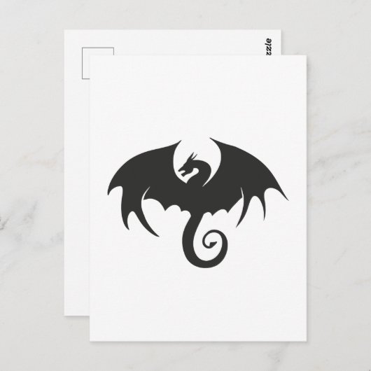 Zeichn einer Silhouette mit schwarzem Drachen Postkarte (Vorne/Hinten)