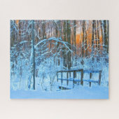 Zeichn einer Winterlandschaft bei Sonnenuntergang Puzzle (Horizontal)