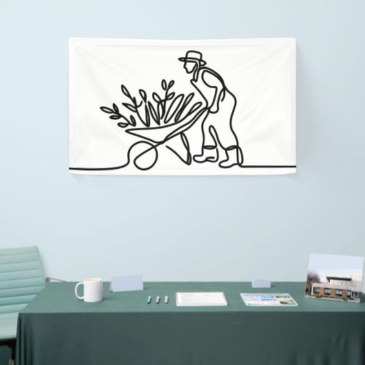 zeichn eines Bauern oder Gärtners Banner (Messeveranstaltung)
