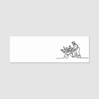 zeichn eines Bauern oder Gärtners Namensschild