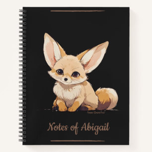Zeichn eines Fennec, Desert Fox, im Cartoon Stil Notizblock
