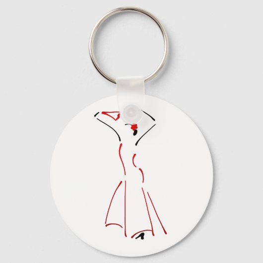 Zeichn eines Flamenco-Tänzers Schlüsselanhänger (Vorderseite)