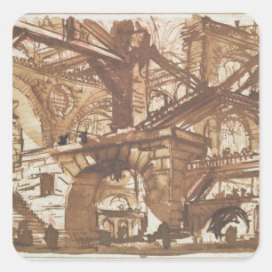 Zeichn eines imaginären Gefängnisses Quadratischer Aufkleber