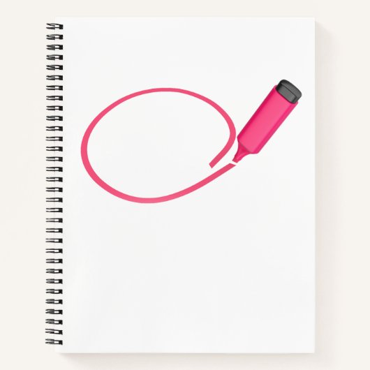 Zeichn eines Kreises mit einem rosa Highlighter Notizblock (Vorderseite)