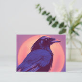 Zeichn eines lila schwarzen Rabe Postkarte (Stehend Vorderseite)