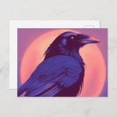 Zeichn eines lila schwarzen Rabe Postkarte (Vorne/Hinten)