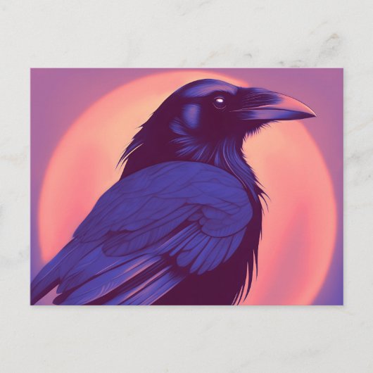 Zeichn eines lila schwarzen Rabe Postkarte (Vorderseite)