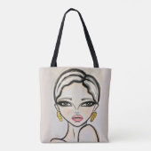 Zeichn eines modernen Girl Pink Lips Tasche (Rückseite)