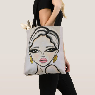 Zeichn eines modernen Girl Pink Lips Tasche