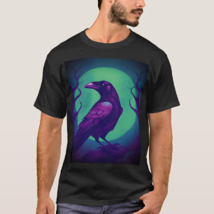 Zeichn eines Rabe auf hellgrünem, blauen Hintergru T-Shirt