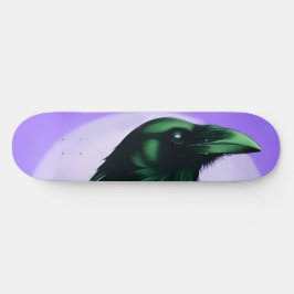 Zeichn eines Raben auf neonischem lila Hintergrund Skateboard
