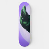 Zeichn eines Raben auf neonischem lila Hintergrund Skateboard (Vorderseite)