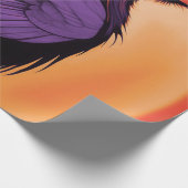 Zeichn eines Raben auf neonorangefarbenem Hintergr Geschenkpapier (Ecke)