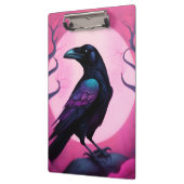 Zeichn eines Raben auf neonrosa Hintergrund Klemmbrett (Links)