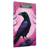 Zeichn eines Raben auf neonrosa Hintergrund Klemmbrett (Rechts)