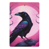 Zeichn eines Raben auf neonrosa Hintergrund Mini Klemmbrett (Rückseite)