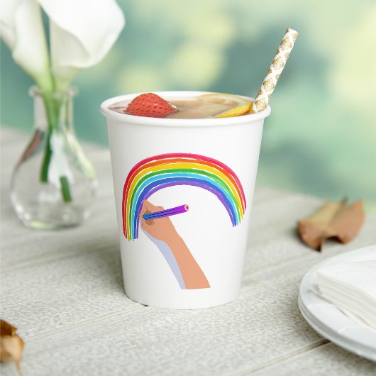 Zeichn eines Regenbogens Pappbecher