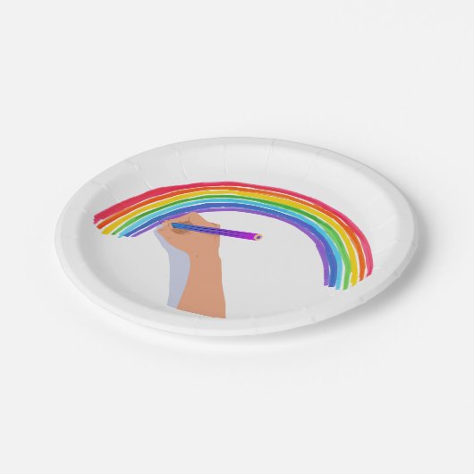 Zeichn eines Regenbogens Pappteller (Schrägansicht)