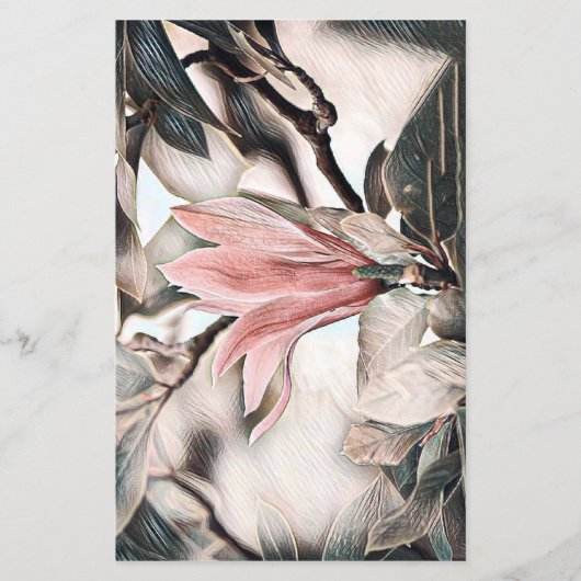 Zeichn eines rosa Magnolia-Blume-Blatt (Vorderseite)