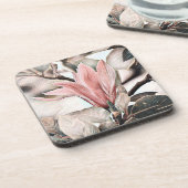 Zeichn eines rosa Magnolienzweiges Getränkeuntersetzer (Linke Seite)