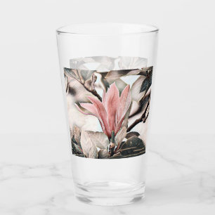 Zeichn eines rosa Magnolienzweiges Glas