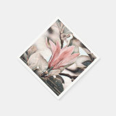 Zeichn eines rosa Magnolienzweiges Papier Napkin Serviette (Ecke)