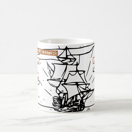 Zeichn eines Schiffes mit Mayflower-Vornamen Kaffeetasse (Mittel)