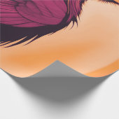 Zeichn eines schwarzen Rabe auf gelber Orange Geschenkpapier (Ecke)