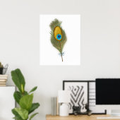 Zeichn eines Single Peacock Feather Poster (Heimbüro)