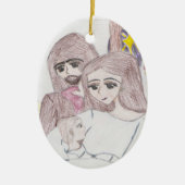 Zeichn in farbigem Stift der Geburt Keramikornament (Vorne)