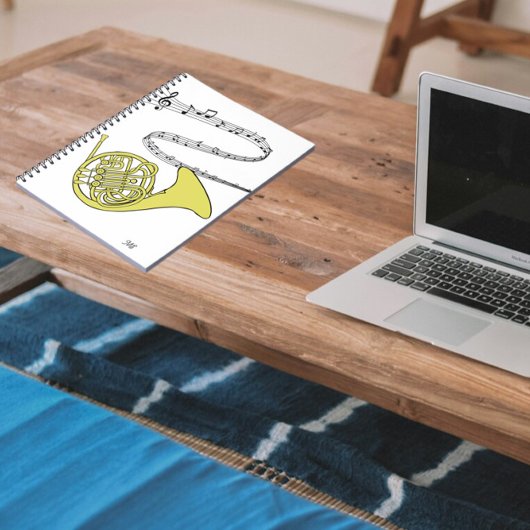 Zeichn & Initialen des französischen Musiklehrers Notizblock