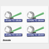 Zeichn lernen rechteckiger aufkleber (Blatt)