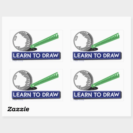 Zeichn lernen rechteckiger aufkleber (Blatt)