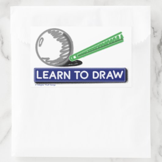 Zeichn lernen rechteckiger aufkleber (Tasche)